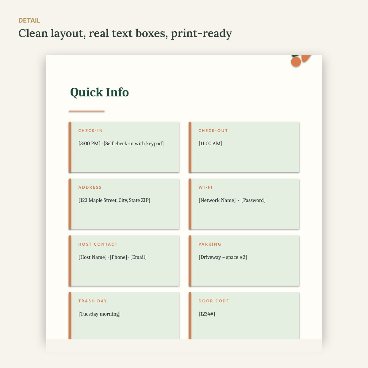 Tropical Airbnb Welcome Book Template – 18 Pages, No Canva – page detail