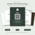 Airbnb WiFi sign with QR code – 12 editable WiFi password sign templates