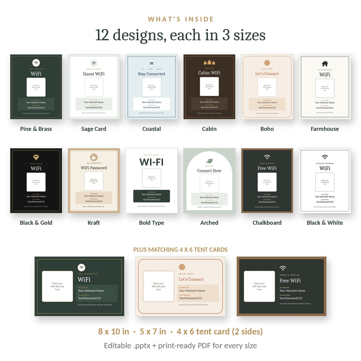 All 12 WiFi password sign designs for vacation rentals